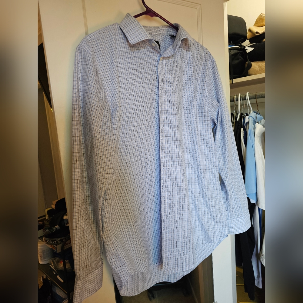 Nordstrom Blue Dress Shirt Classic Cotton Blend